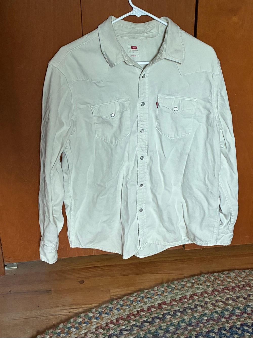 Levi’s Men’s Stereo Silver Birch Cream White Western Shirt Large
